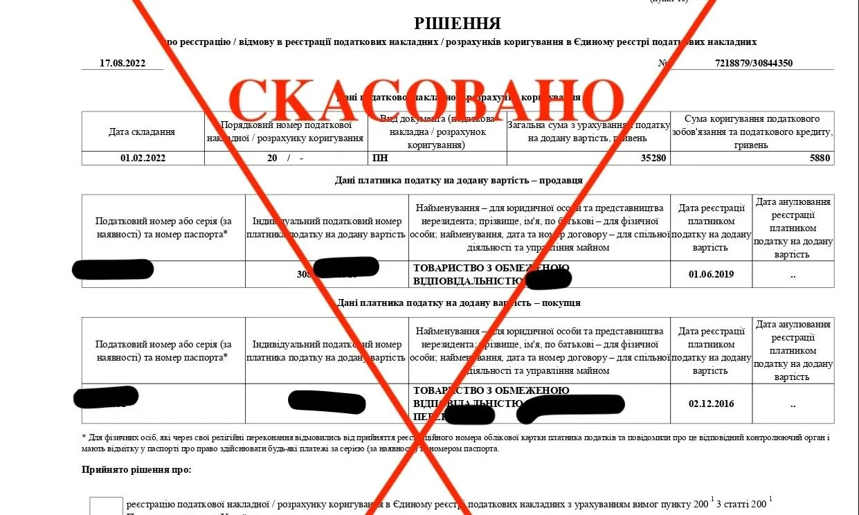 Податковий адвокат: – Як скасувати рішення про відмову в реєстрації податкових накладних?